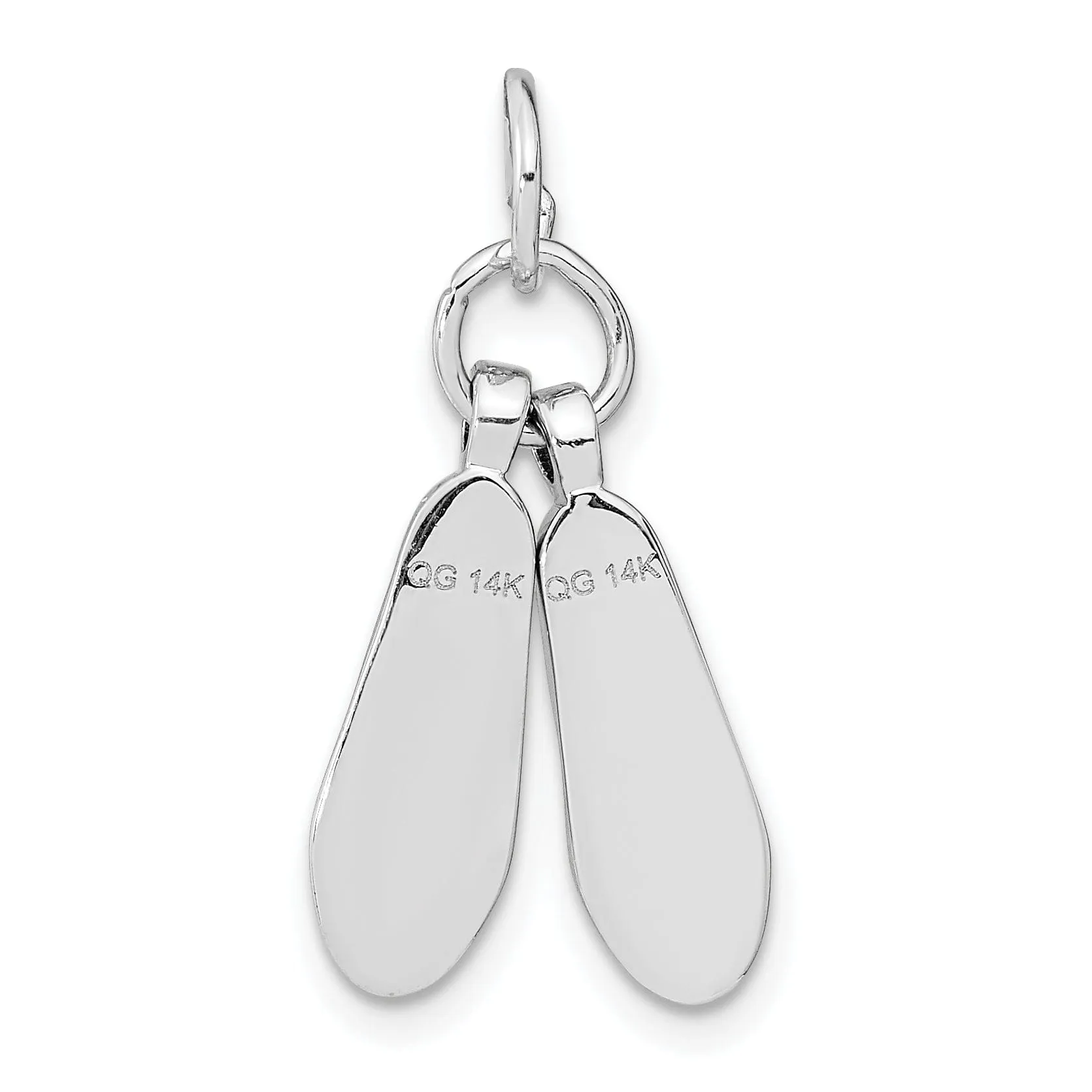 14k White Gold Moveable Ballet Slippers Pendant