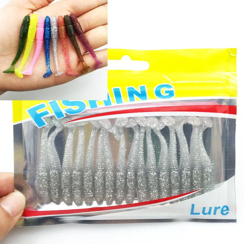 16Pcs/Lot  5cm/1g Lures Soft Bait Worms fishing lure with salt smell Hot Fishing Takcle Grub Artificial Lures Free Shipping 131