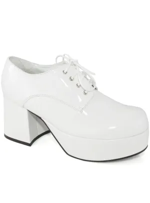 1970s Mens White Patent Platform Costume Shoes