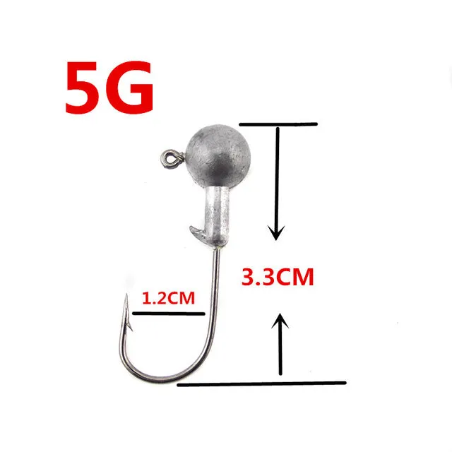 2015 5 PSC/Lot New High Quality 1g/3g/5g/5.5g/10g Lead Head Hook Jigs Bait Fishing Hooks For Soft Lure Fishing Tackle