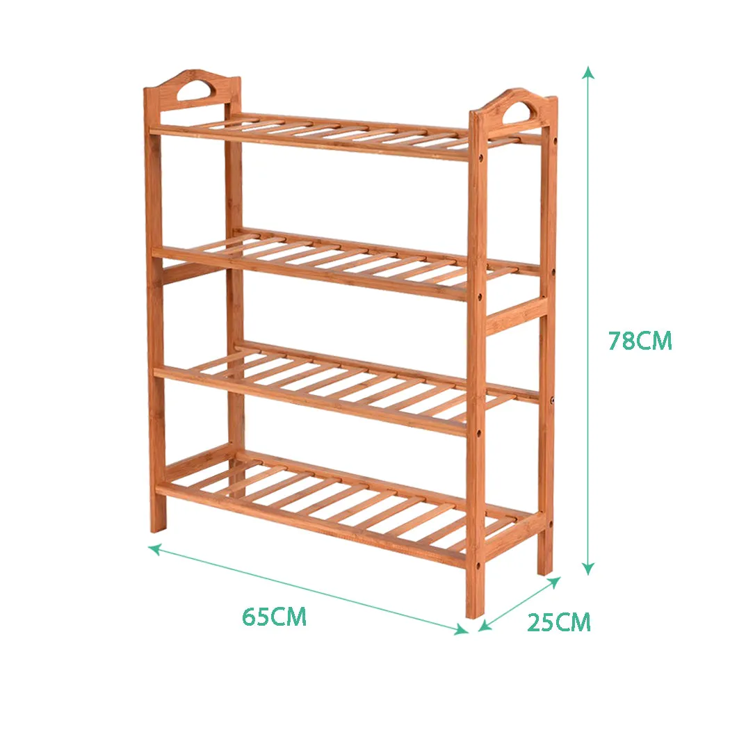 2x Levede 4 Tier Bamboo Shoe Rack Shoes Organizer Storage Shelves Stand Shelf