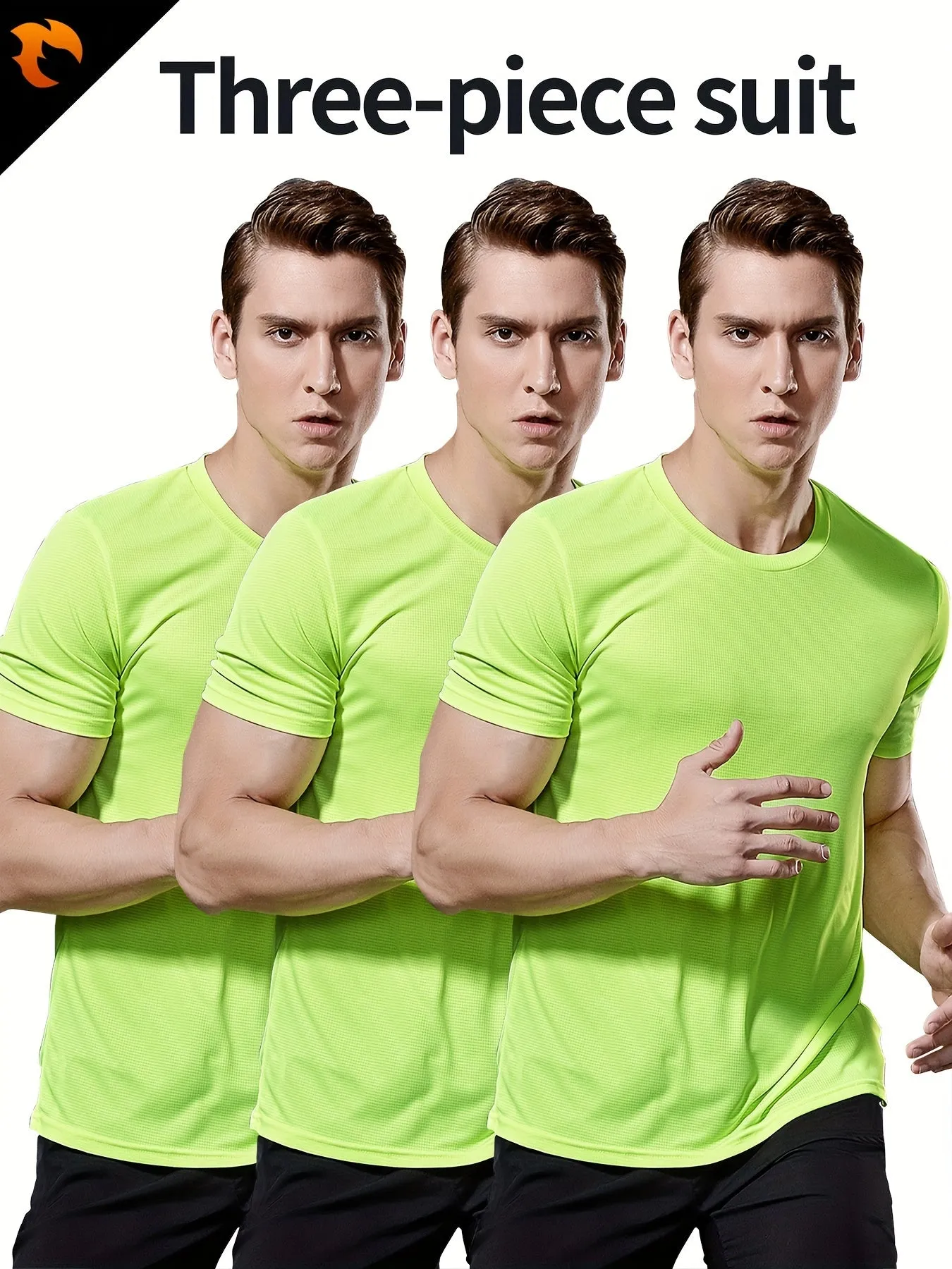 3-Pack Men's Quick-Dry Short Sleeve Shirts - Stretch Crew Neck Undershirts for Fitness Training