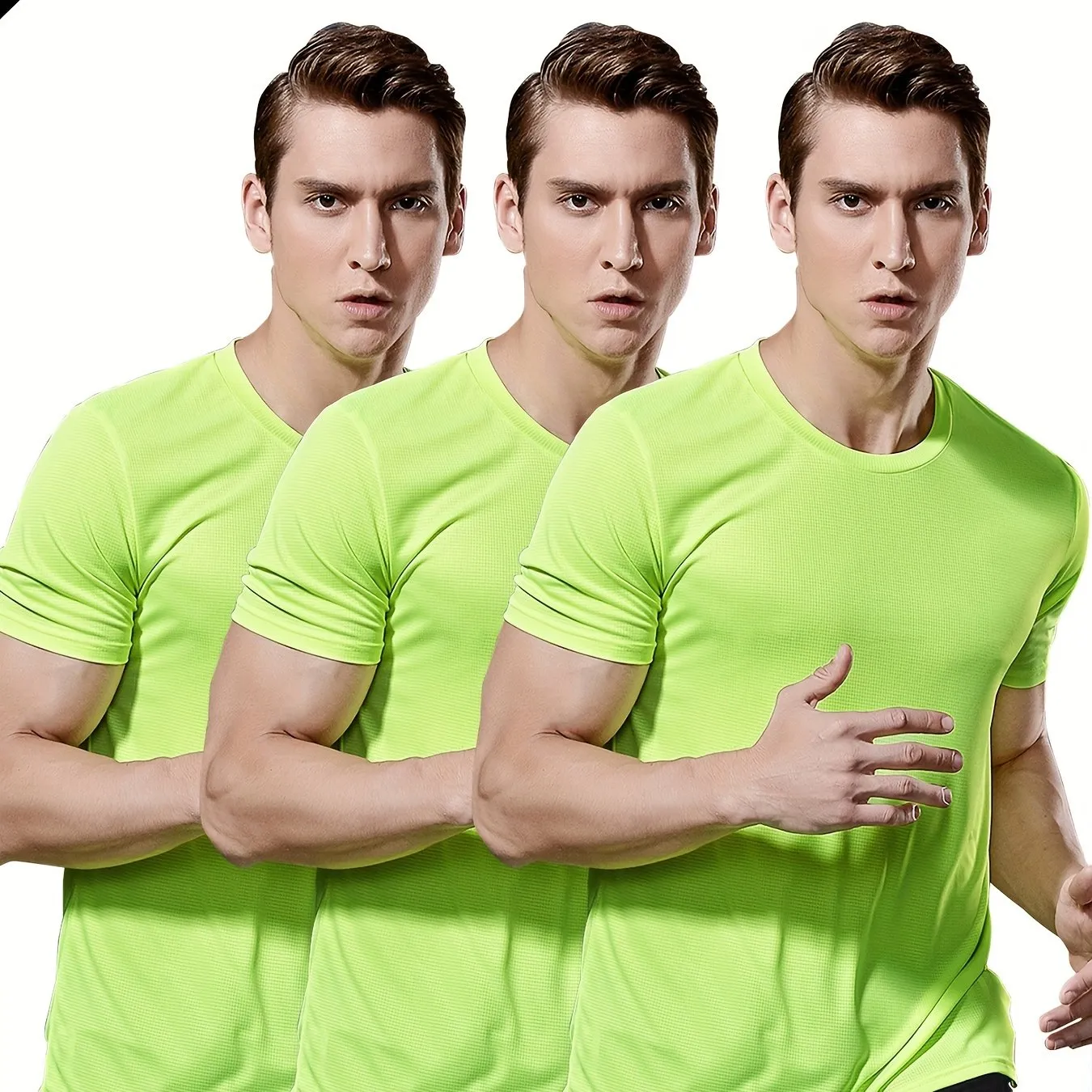 3-Pack Men's Quick-Dry Short Sleeve Shirts - Stretch Crew Neck Undershirts for Fitness Training