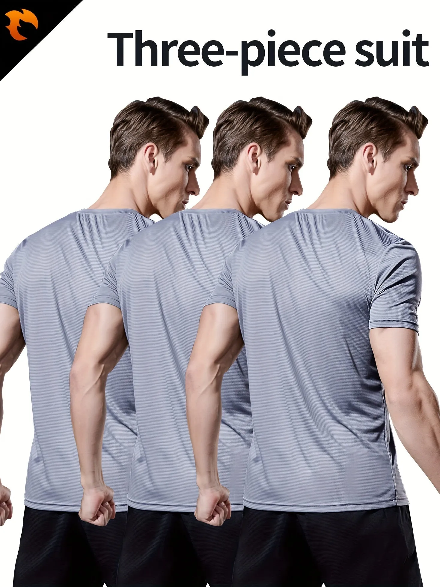 3-Pack Men's Quick-Dry Short Sleeve Shirts - Stretch Crew Neck Undershirts for Fitness Training