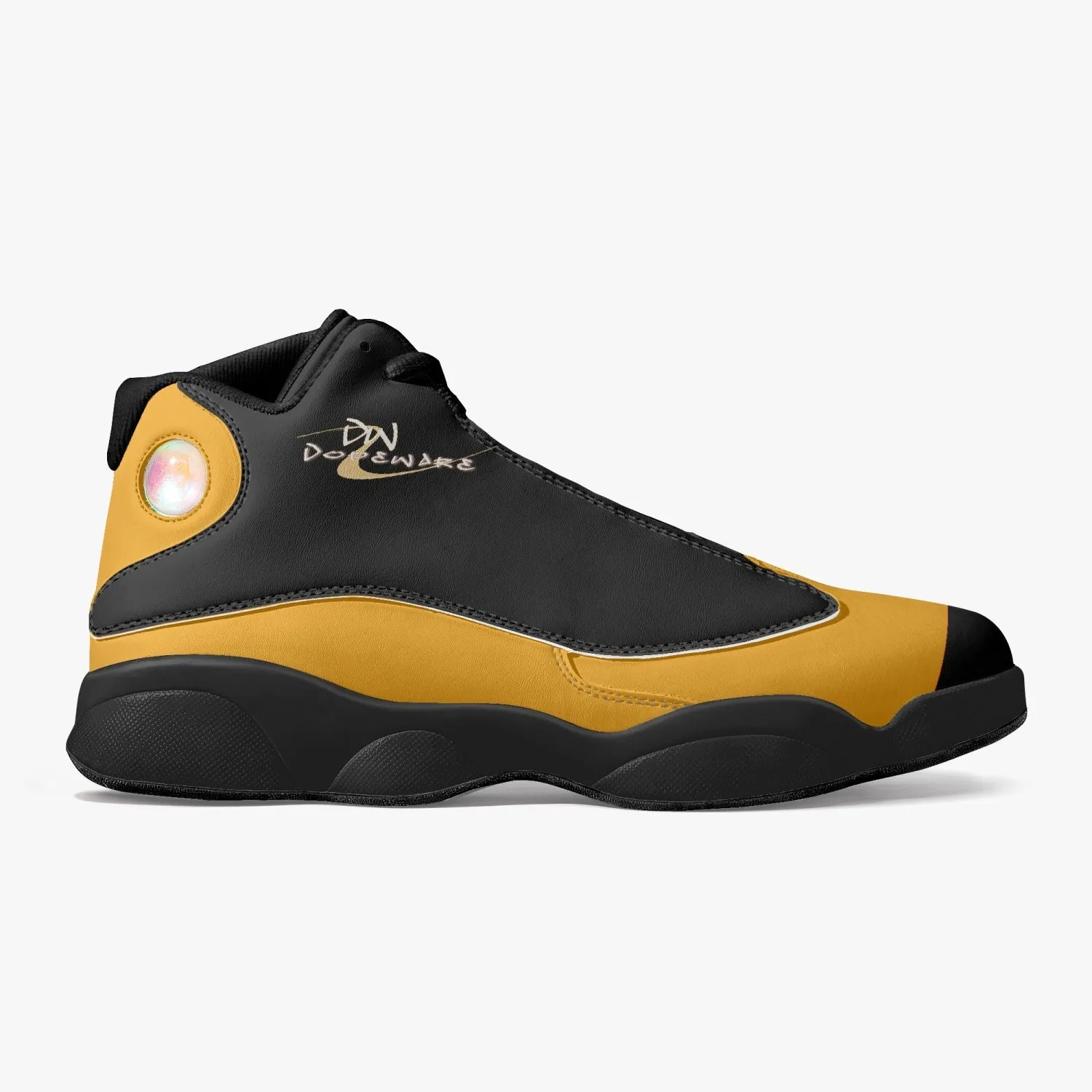 326. Black Sole High-Top Leather Basketball Sneakers