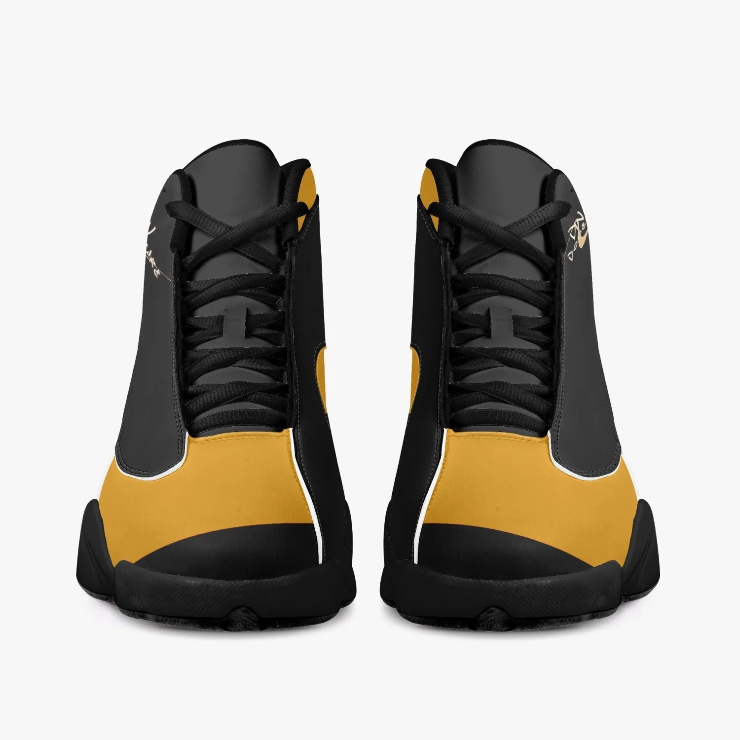 326. Black Sole High-Top Leather Basketball Sneakers