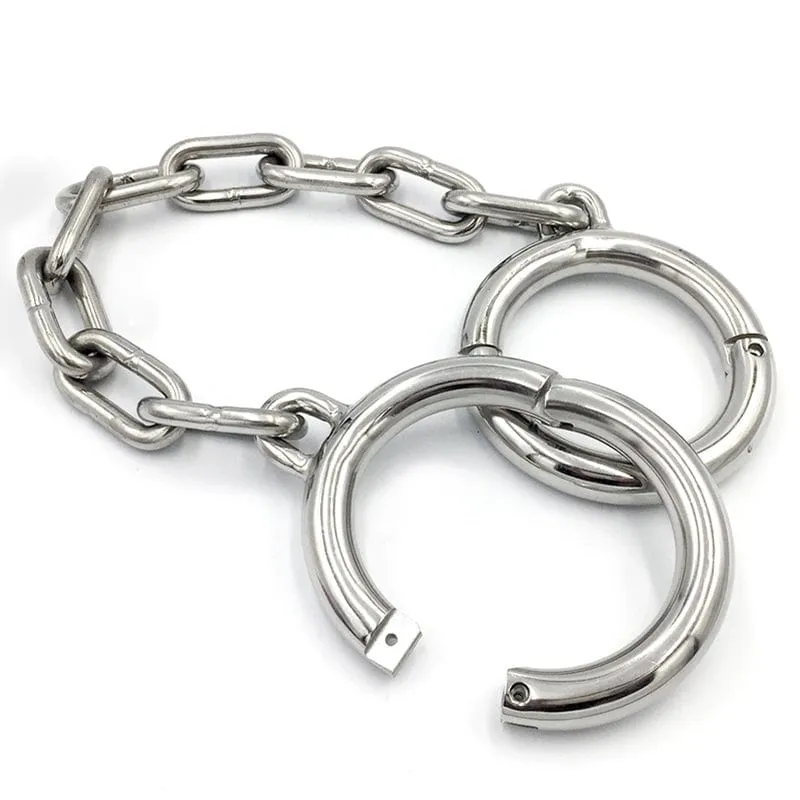 7245M      Heavy Bondage Stainless Steel Ankle Manacles, Large / Extra Large