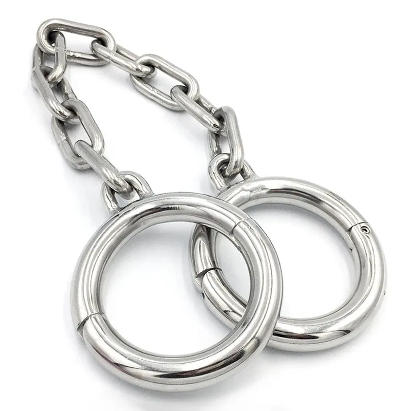 7245M      Heavy Bondage Stainless Steel Ankle Manacles, Large / Extra Large