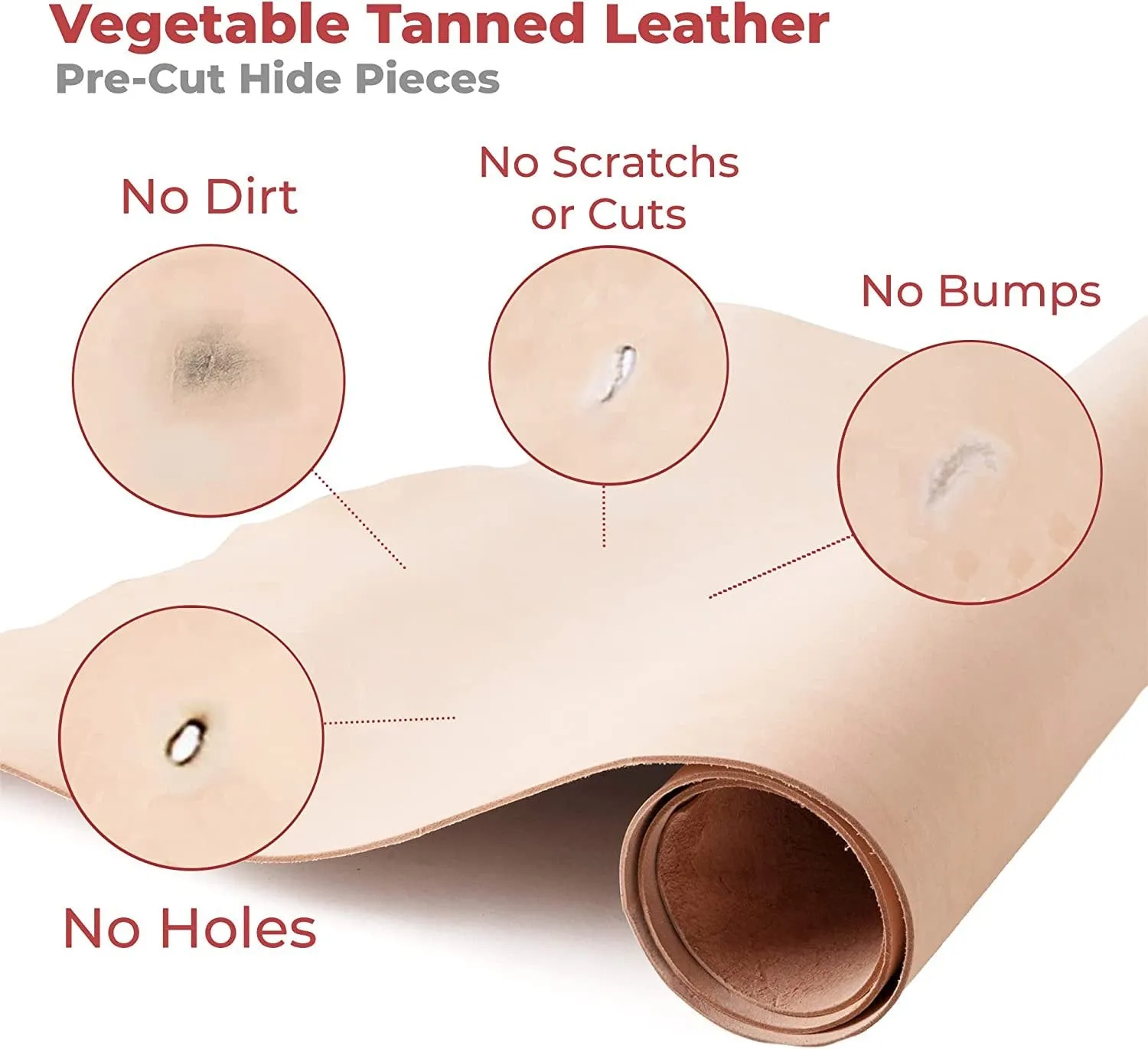 8-9 oz. (3.2-3.6mm) Vegetable Tanned Leather Shoulder Pre-Cut |Full Grain Leather Cowhide Craft Hobby Workshop Tooling, Repair, Carving, Dyeing, Engraving, Wet Molding