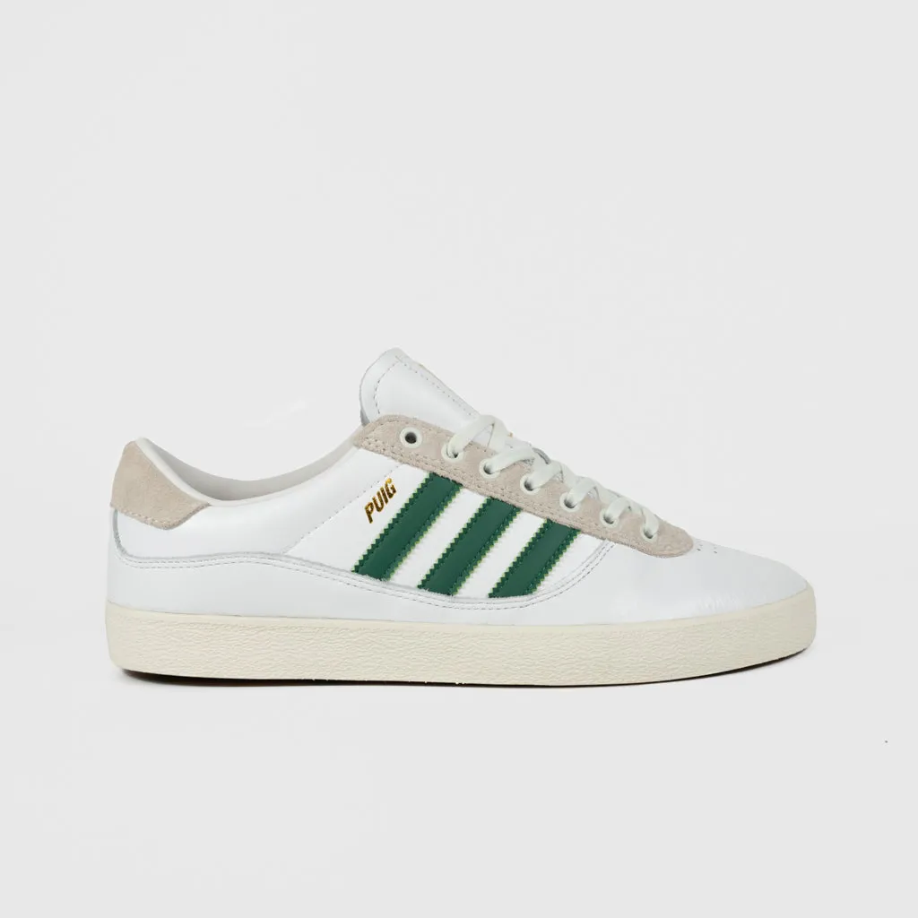 Adidas Skateboarding - Puig Indoor Shoes - Footwear White / Dark Green / Chalk White