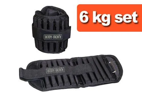 Adjustable 6 kg wrist and ankle weights set (pair of 3 kg)