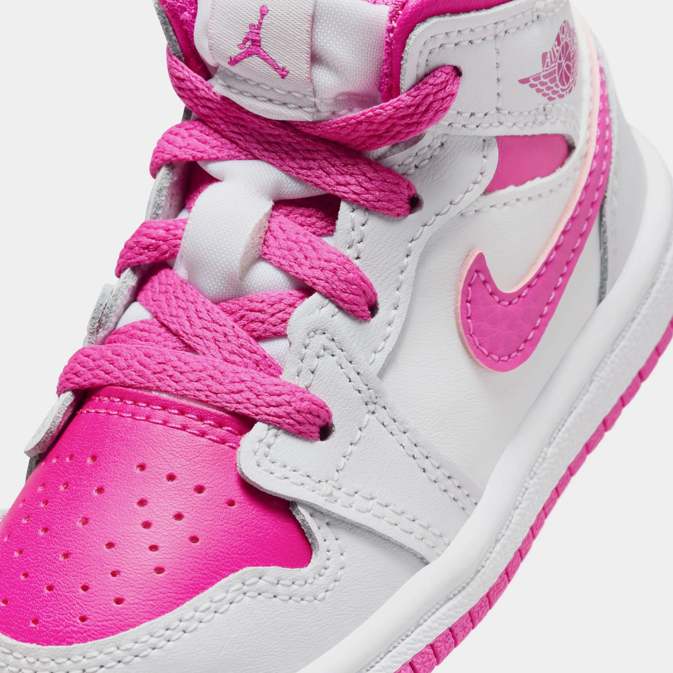 Air Jordan 1 Mid Fire Pink Infant Toddler Lifestyle Shoes (Fire Pink/White)