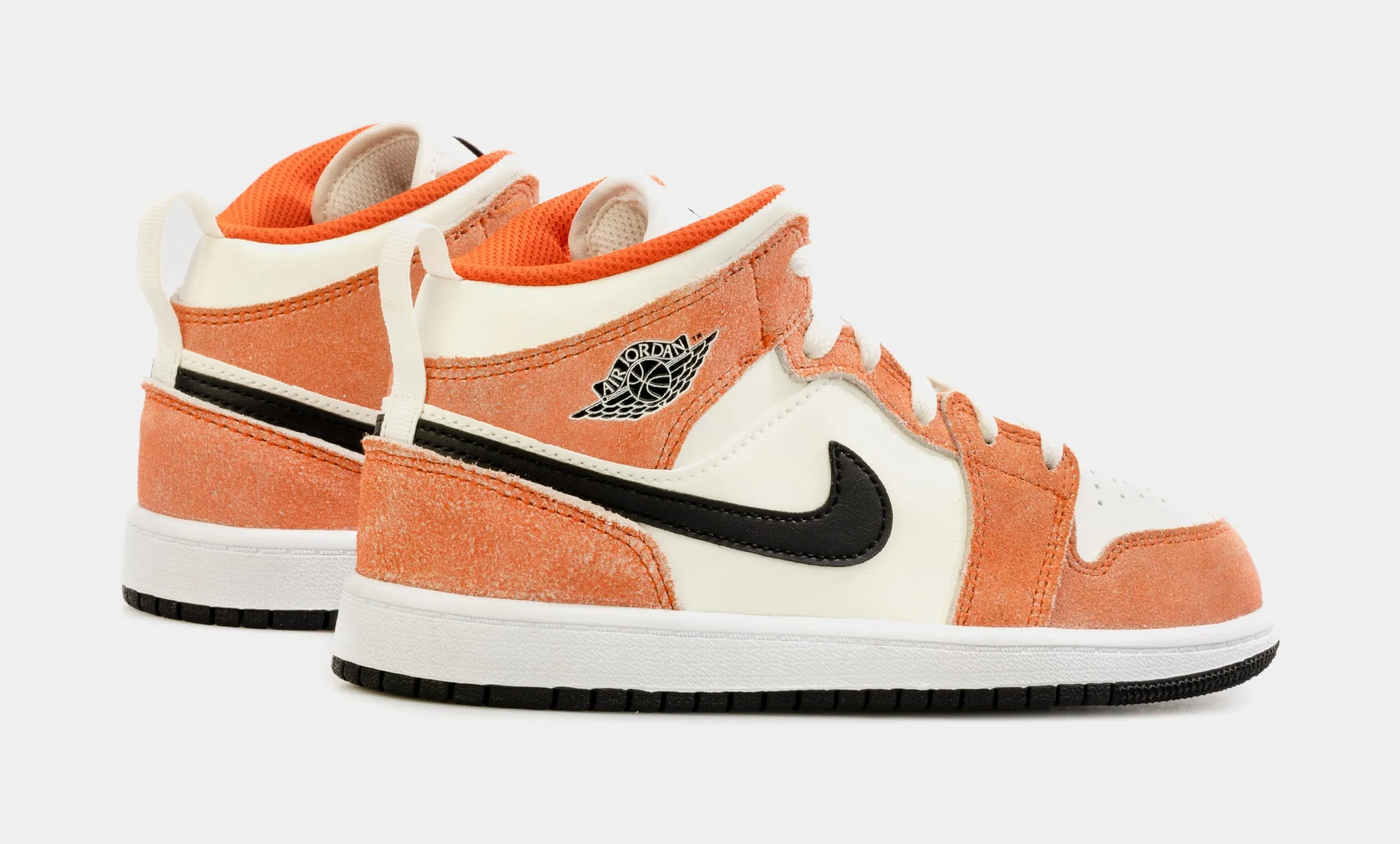 Air Jordan 1 Mid Preschool Lifestyle Shoes (Orange/White)