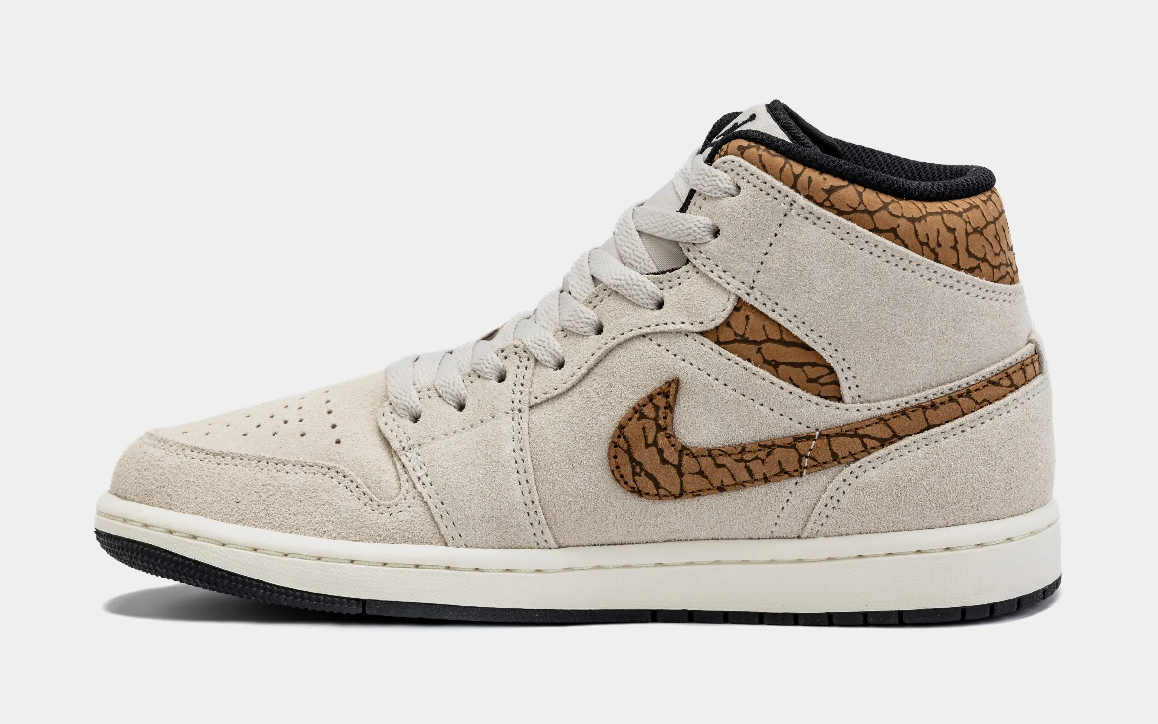 Air Jordan 1 Retro Mid SE Brown Elephant Mens Lifestyle Shoes (Light Orewood Brown/Metallic Gold)