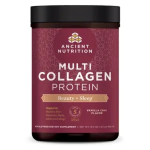 Ancient Nutrition Multi Collagen Protein Beauty   Sleep Vanilla Chai 38 Servings