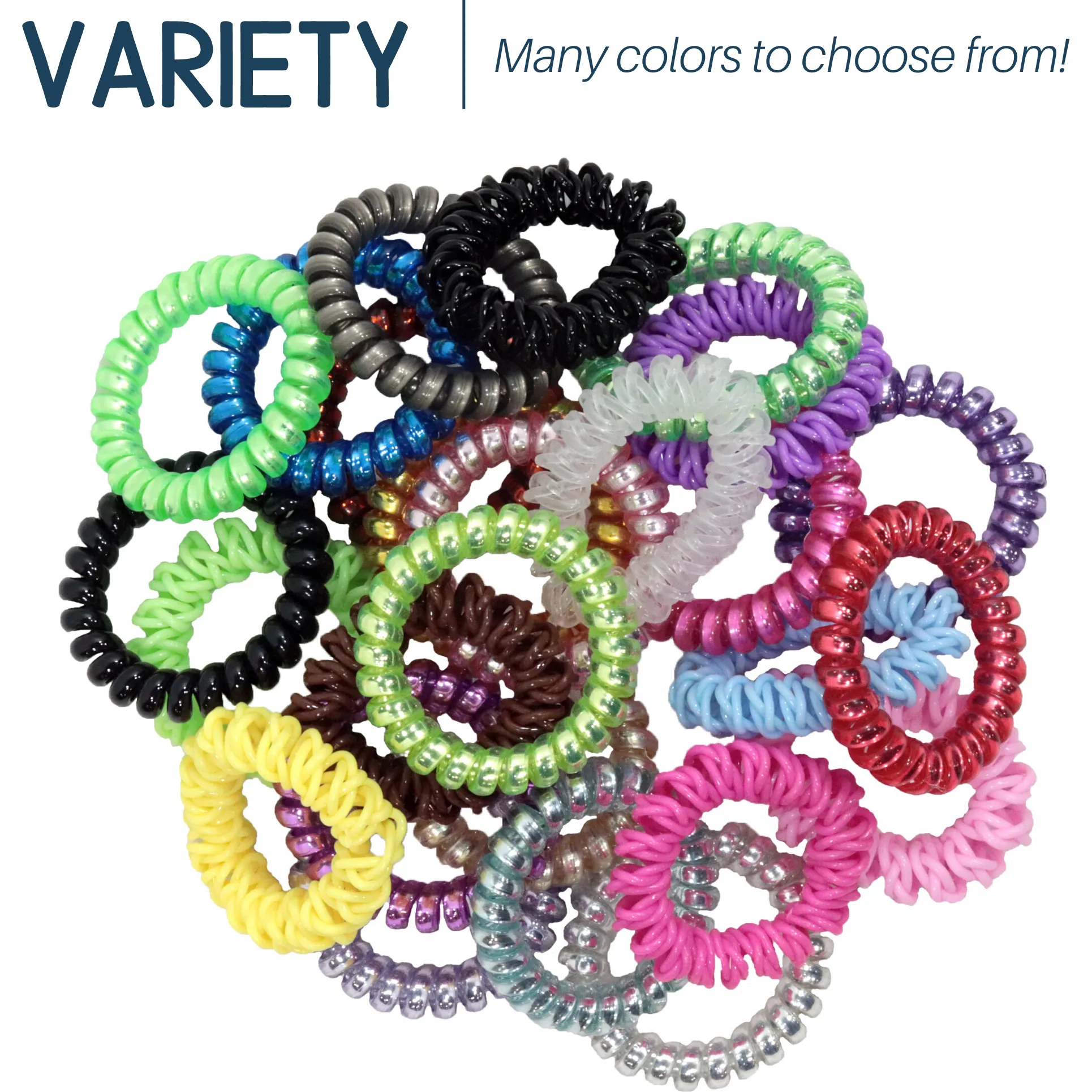 Assorted Spiral Hair Ties - 6 Pack