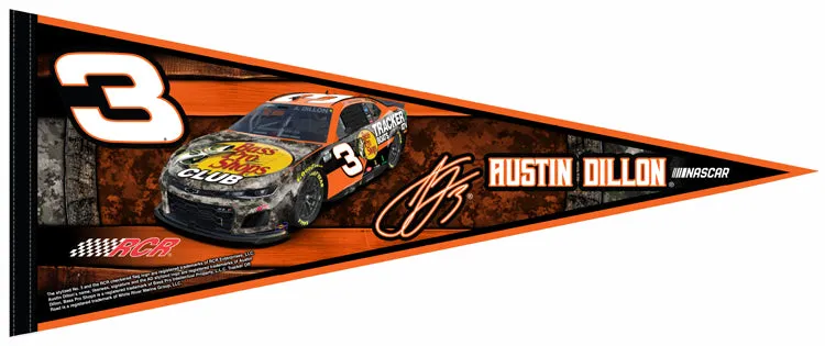 Austin Dillon NASCAR Bass Pro Shops #3 Auto Racing Action Felt Collector's Pennant - Wincraft Inc.