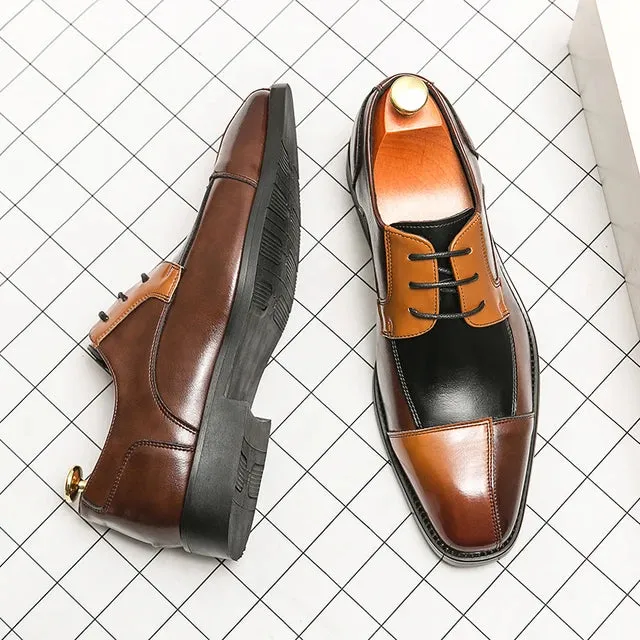 Black Brown Patchwork Oxford Shoes