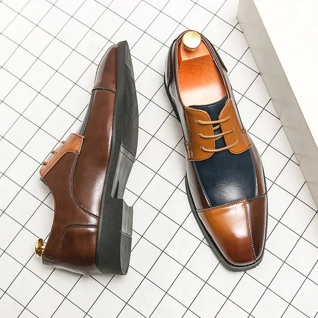 Black Brown Patchwork Oxford Shoes