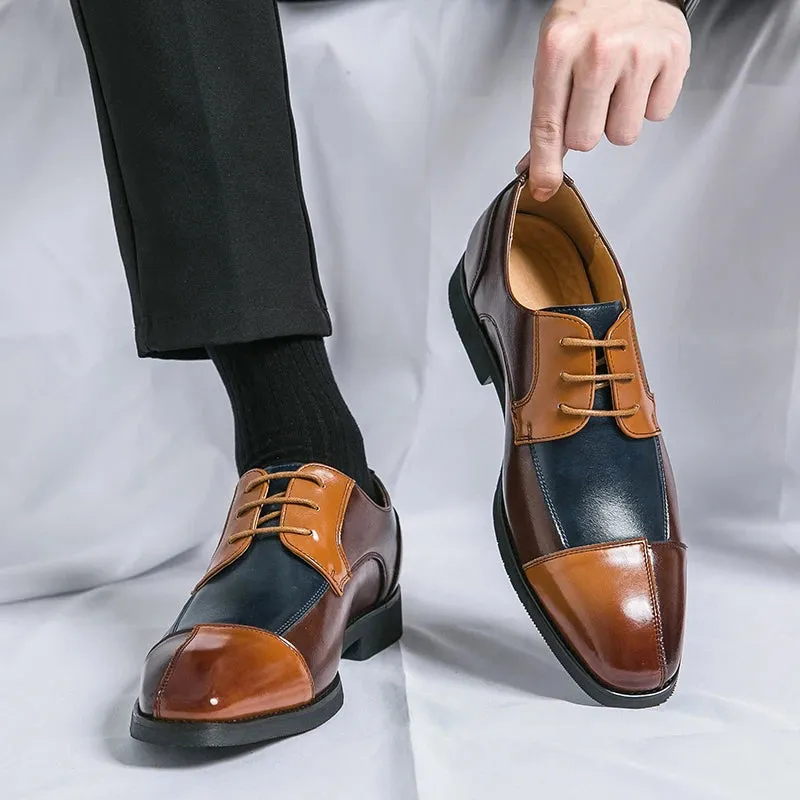 Black Brown Patchwork Oxford Shoes