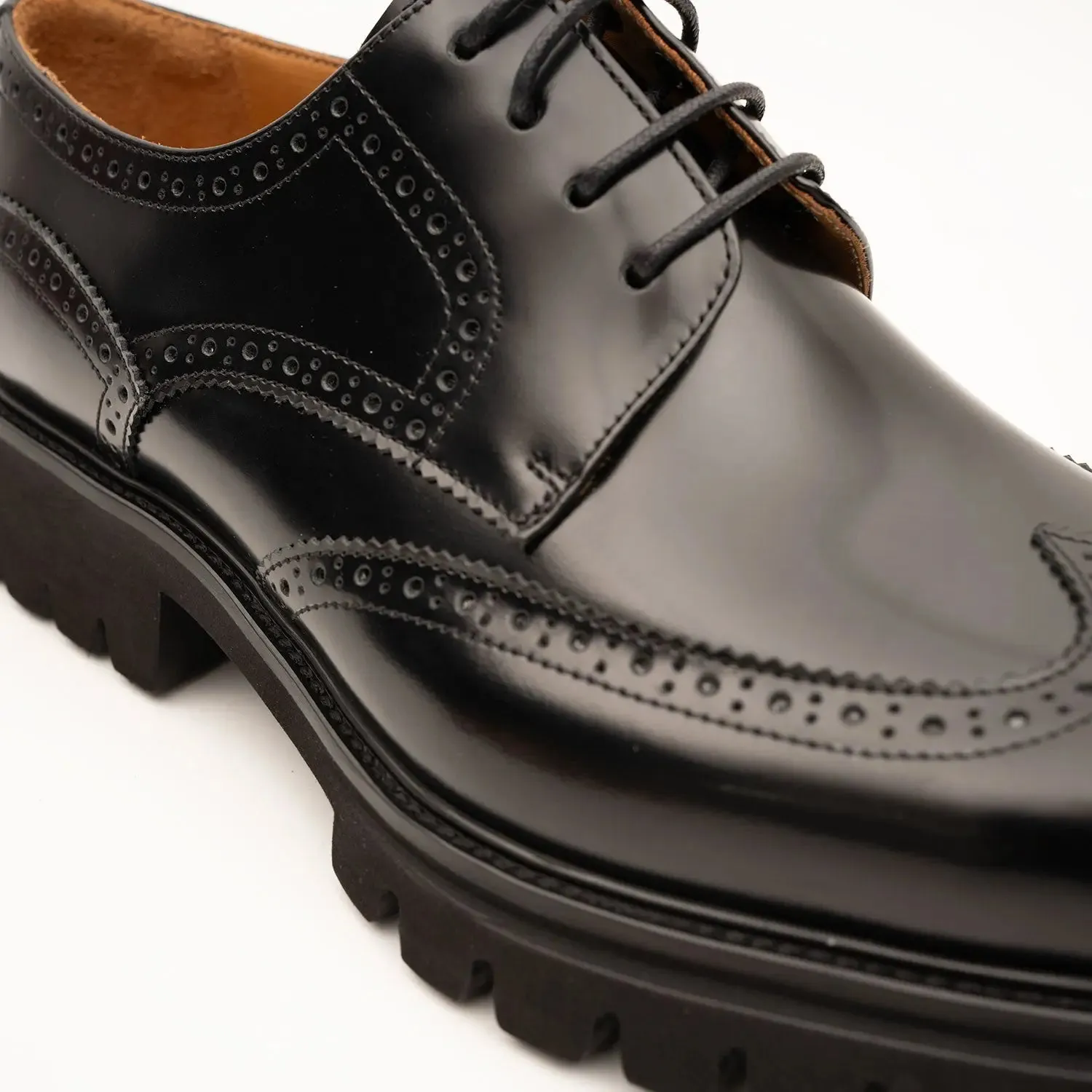 Black derby brogue shoes