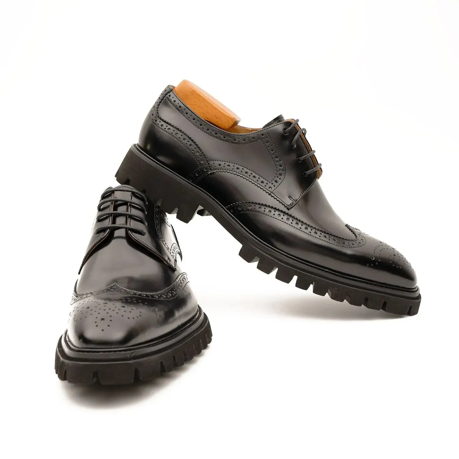 Black derby brogue shoes