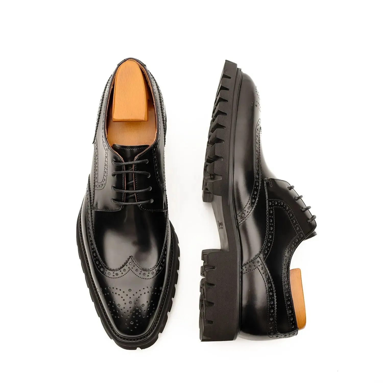 Black derby brogue shoes