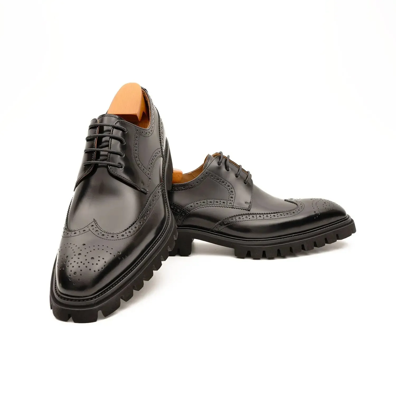 Black derby brogue shoes