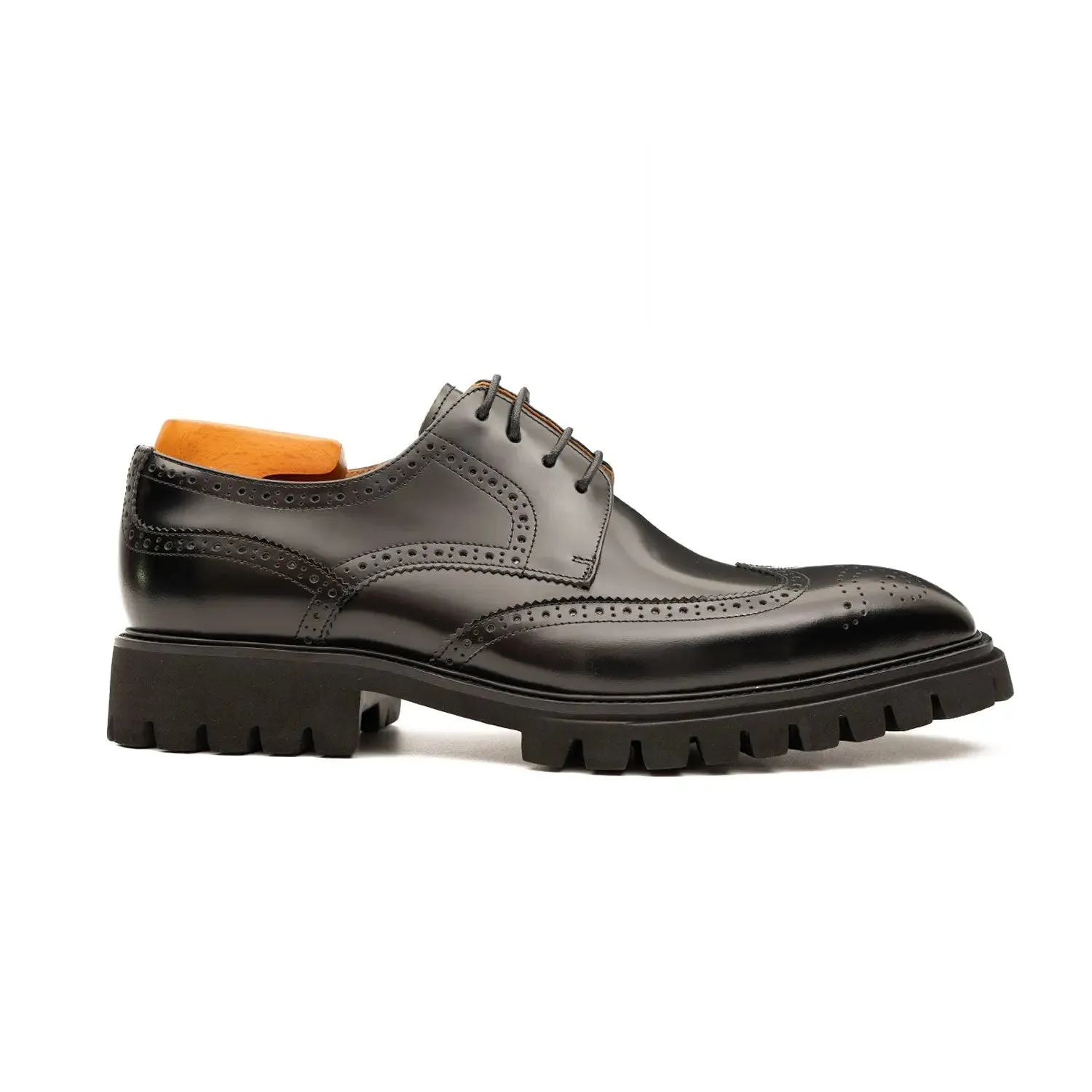 Black derby brogue shoes