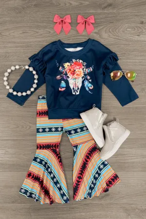 Bohemian Skull & Aztec Bell Bottom Set