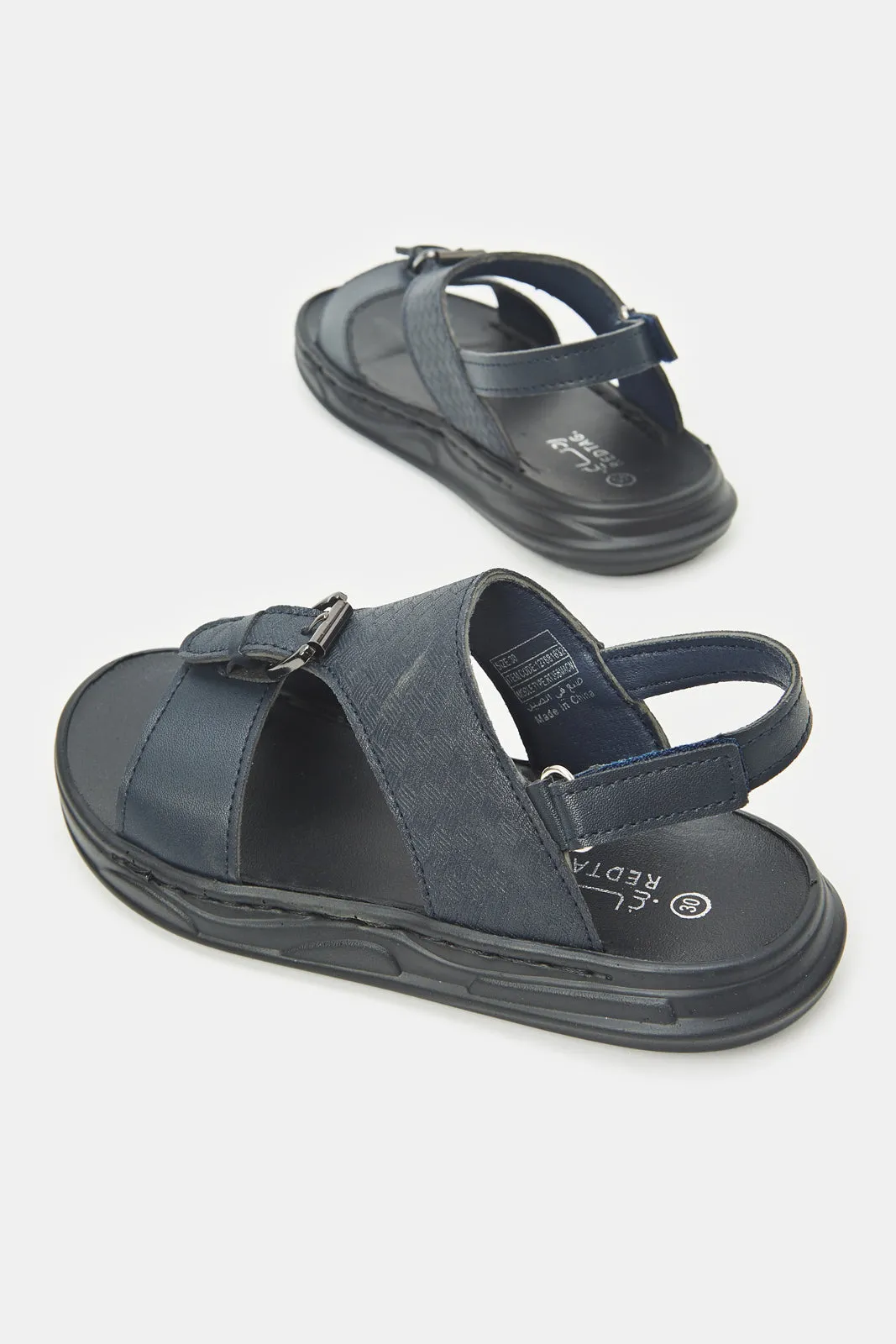 Boys Navy Traditional Sandal With Backstrap