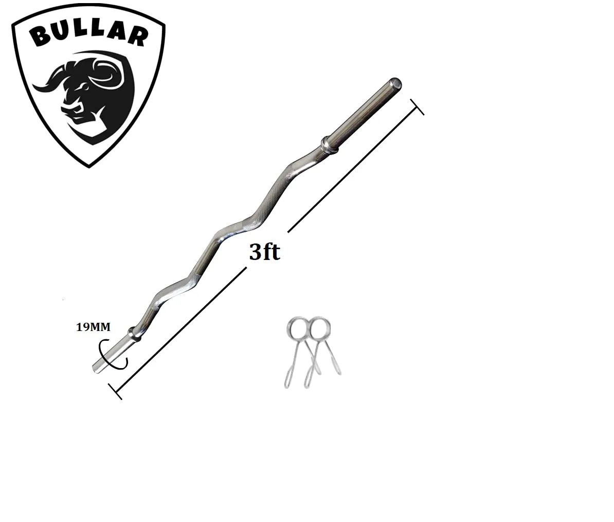 BULLAR Weight Lifting Rod, Fitness Combo of 3Ft Curl, 3Ft Straight Rod with 2 Pair Spring Lock for Exercise Weight Lifting Bar, Gym Rod/Gym Bar, Rods Combo, Home Gym (3FT,3FT-19MM)