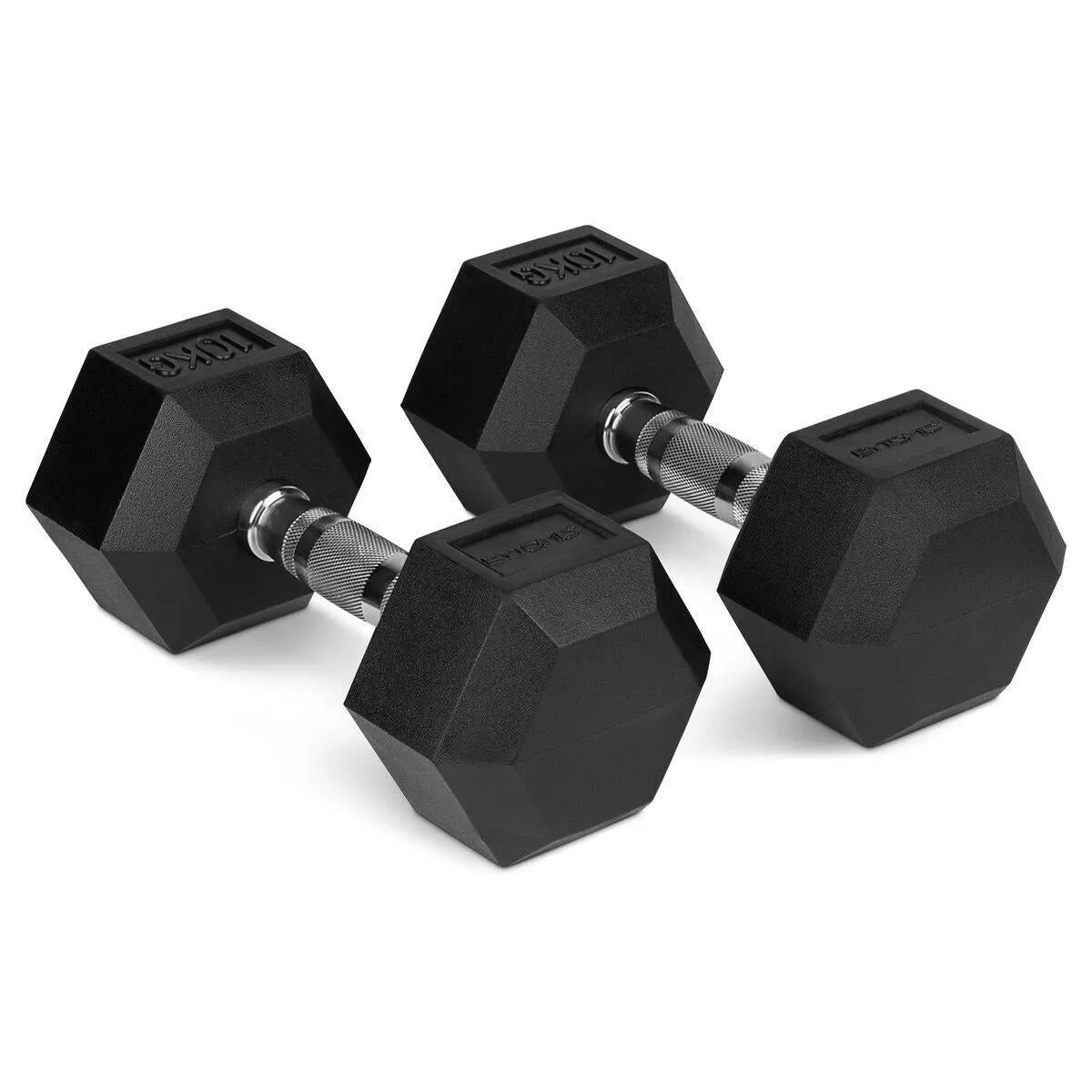 Bytomic Rubber 10kg Hexagon Dumbbell Set Black