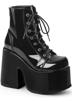 CAMEL 203 Raise Hell Patent Black Platform Boots