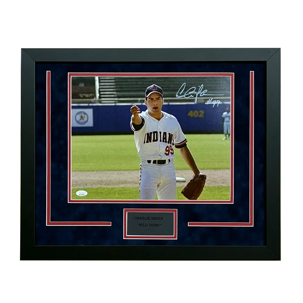 Charlie Sheen Hand Signed & Framed Major League 11x14 Photo (JSA)