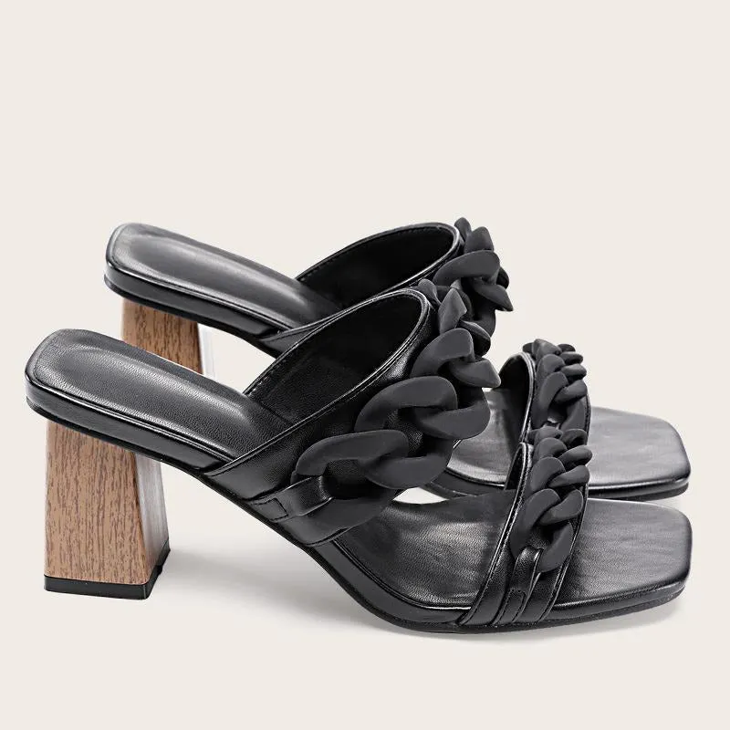 Chunky Square Toe Sandals