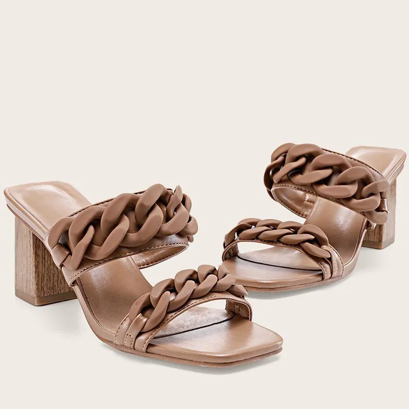 Chunky Square Toe Sandals