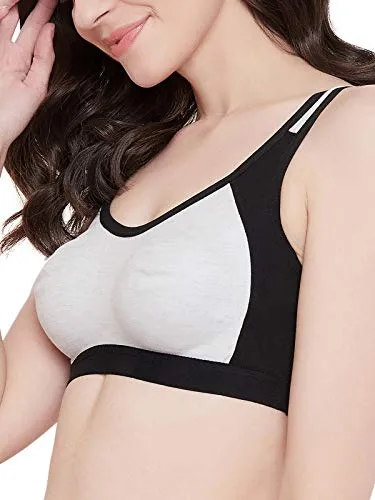 Clovia Women's Cotton Medium Impact Non-Padded Full Cup Sports Bra (BR2101A01_Grey_34B)