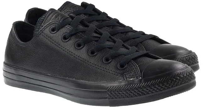 Converse Womens Shoes All Star Ox Low Black Mono Leather