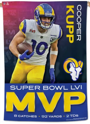 Cooper Kupp Super Bowl LVI (2022) MVP Los Angeles Rams Official 28x40 Wall Banner - Wincraft Inc.