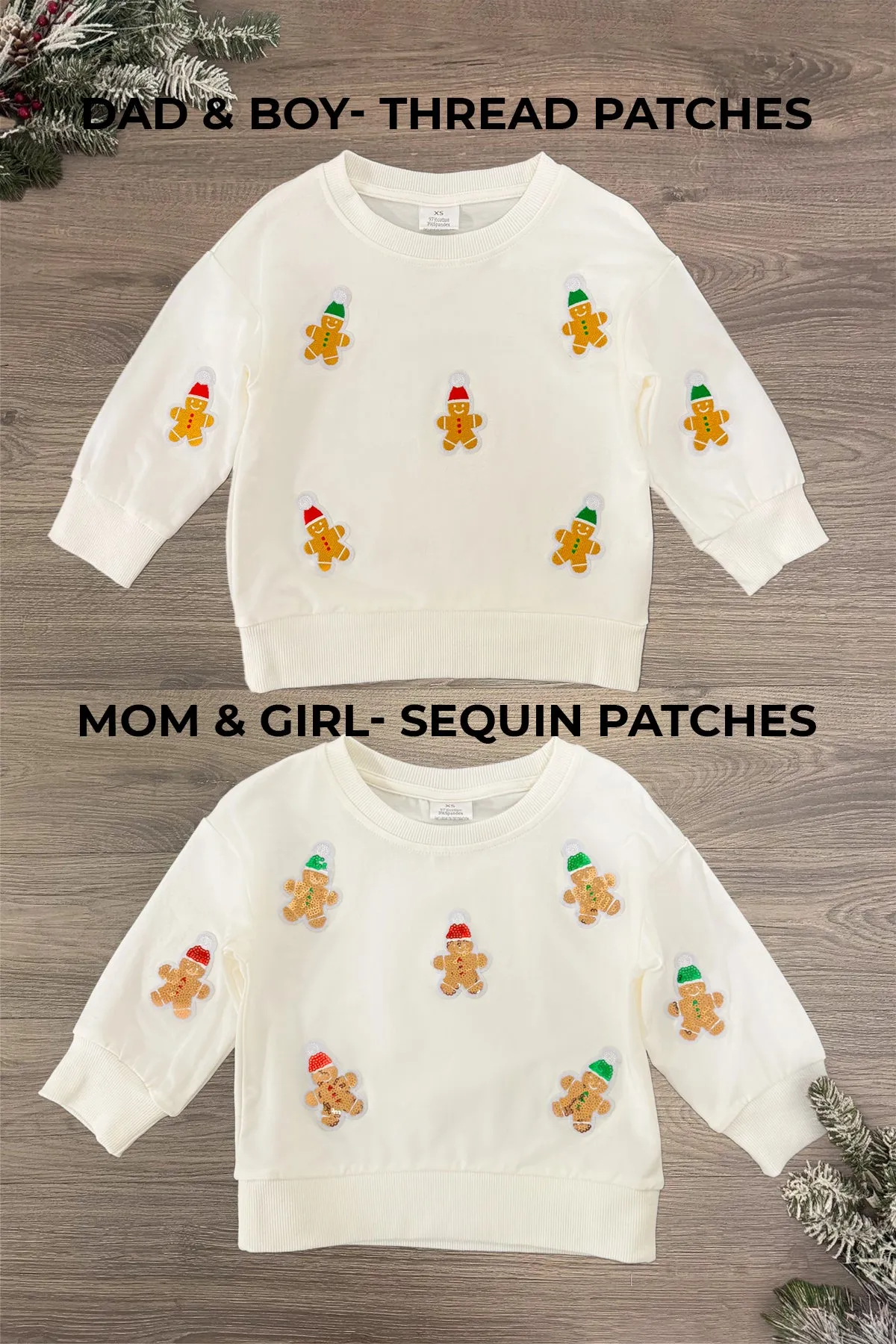 Cream Sequin Gingerbread Man Family Tops