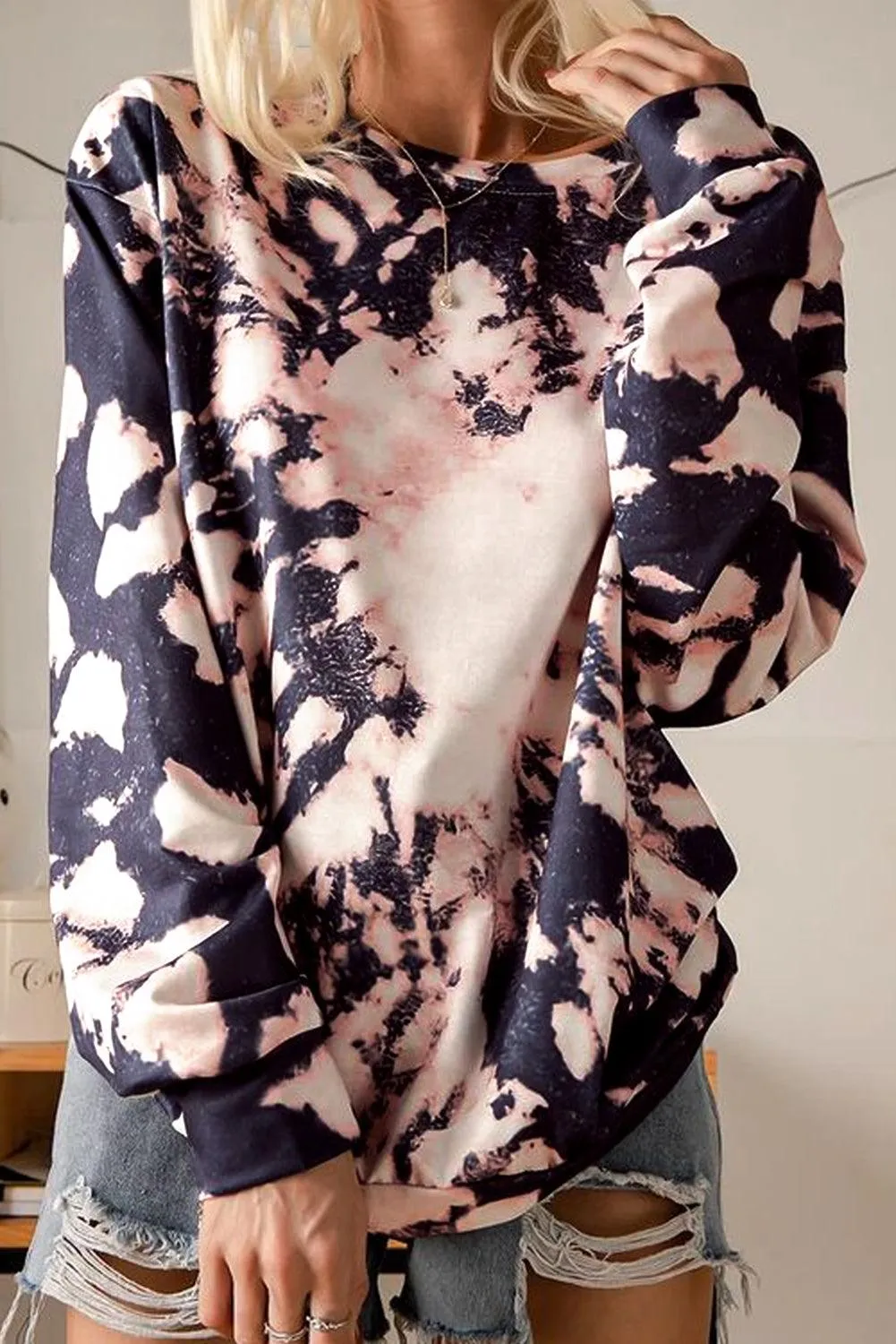 Crew Neck Pullover Tie-dye Sweatshirt