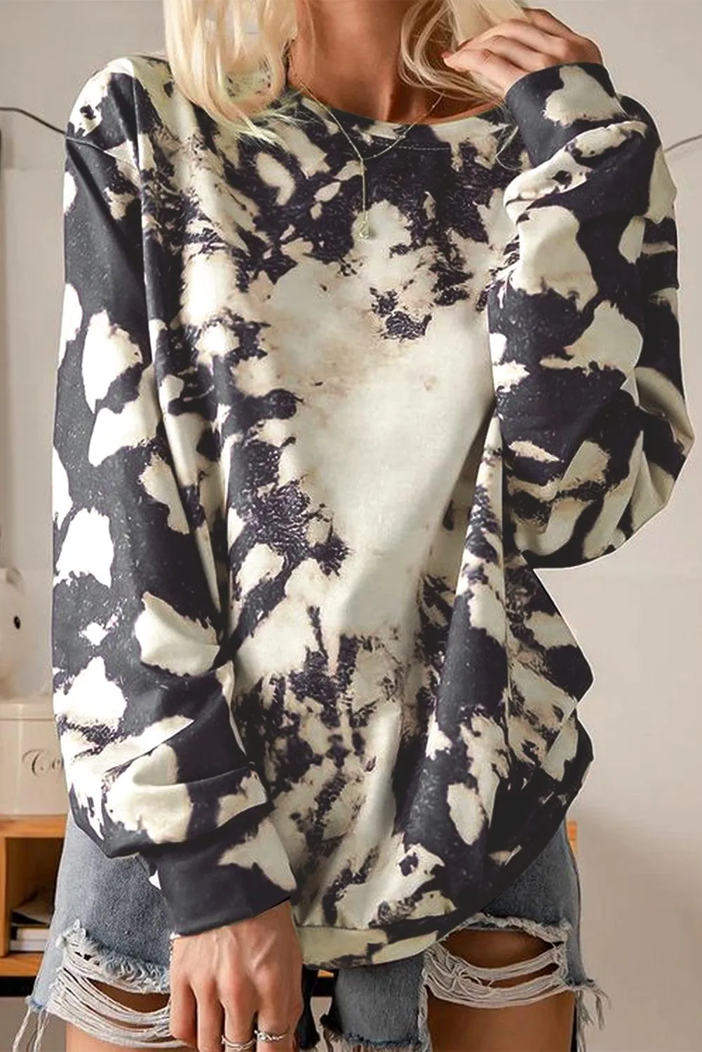 Crew Neck Pullover Tie-dye Sweatshirt