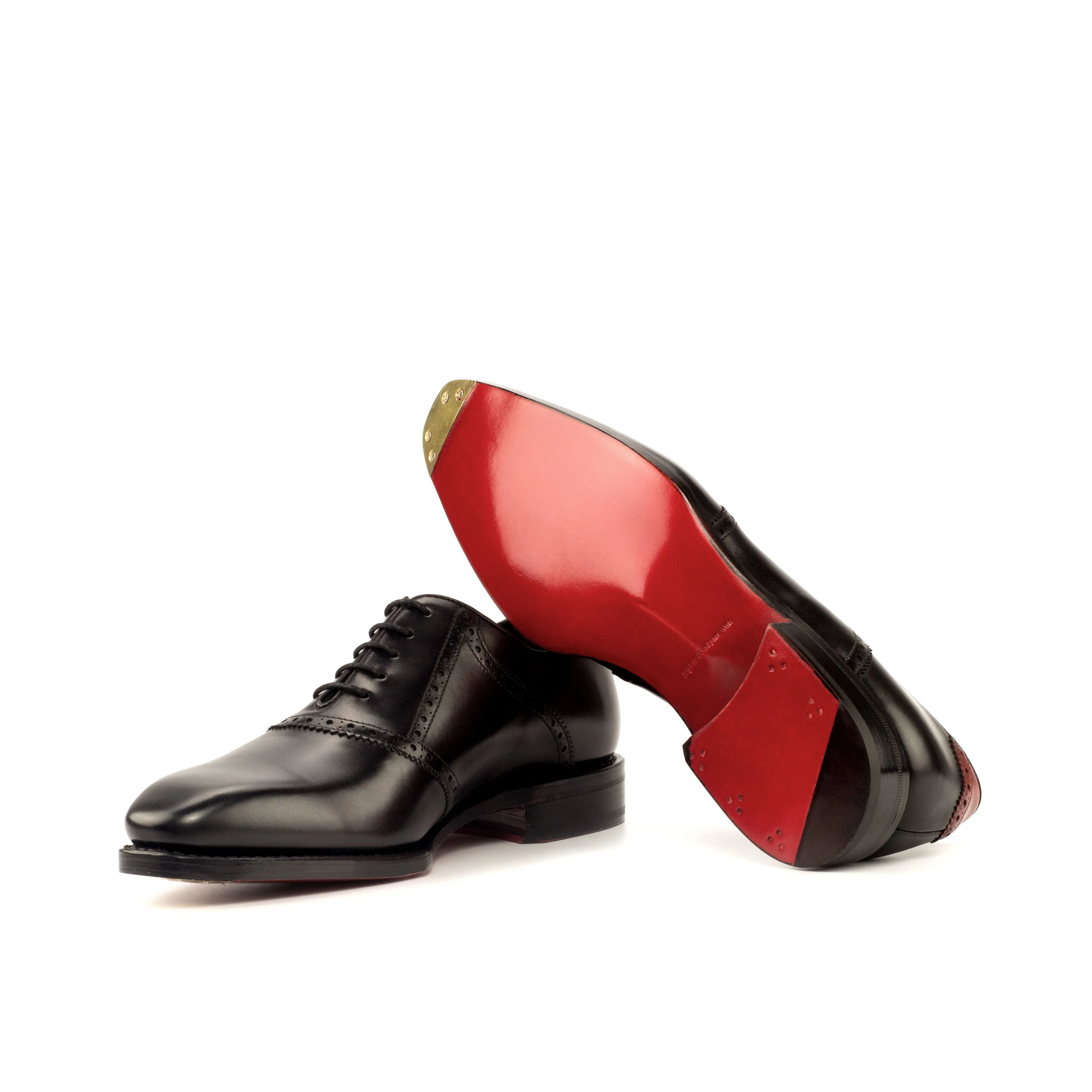 DapperFam Fabrizio in Black / Red Men's Italian Leather Saddle