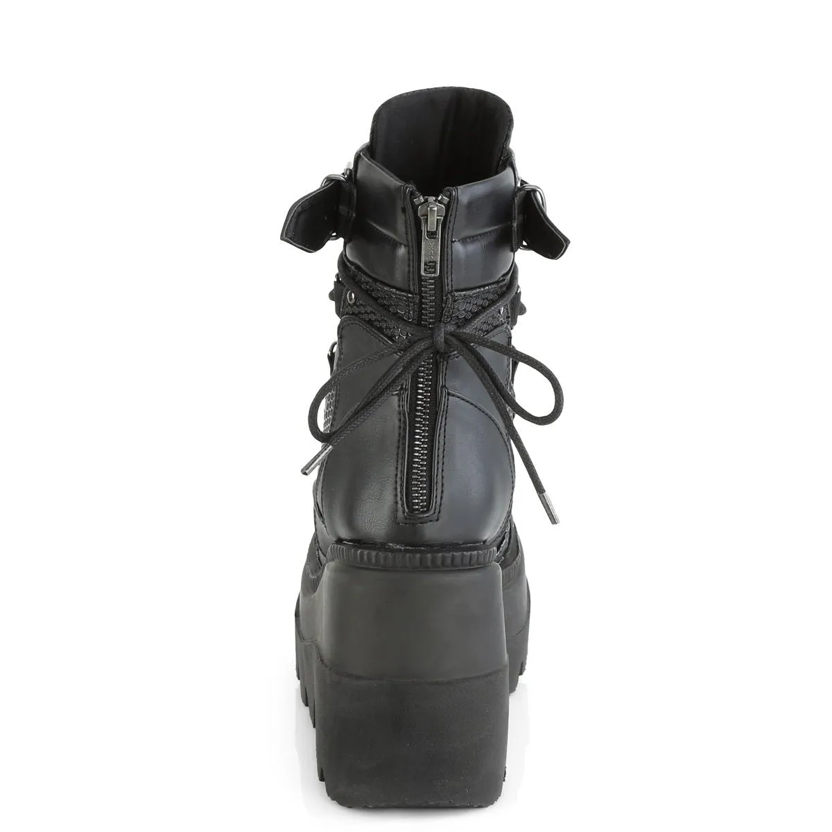 Demonia SHAKER-60 | Black Vegan Leather Ankle Boots