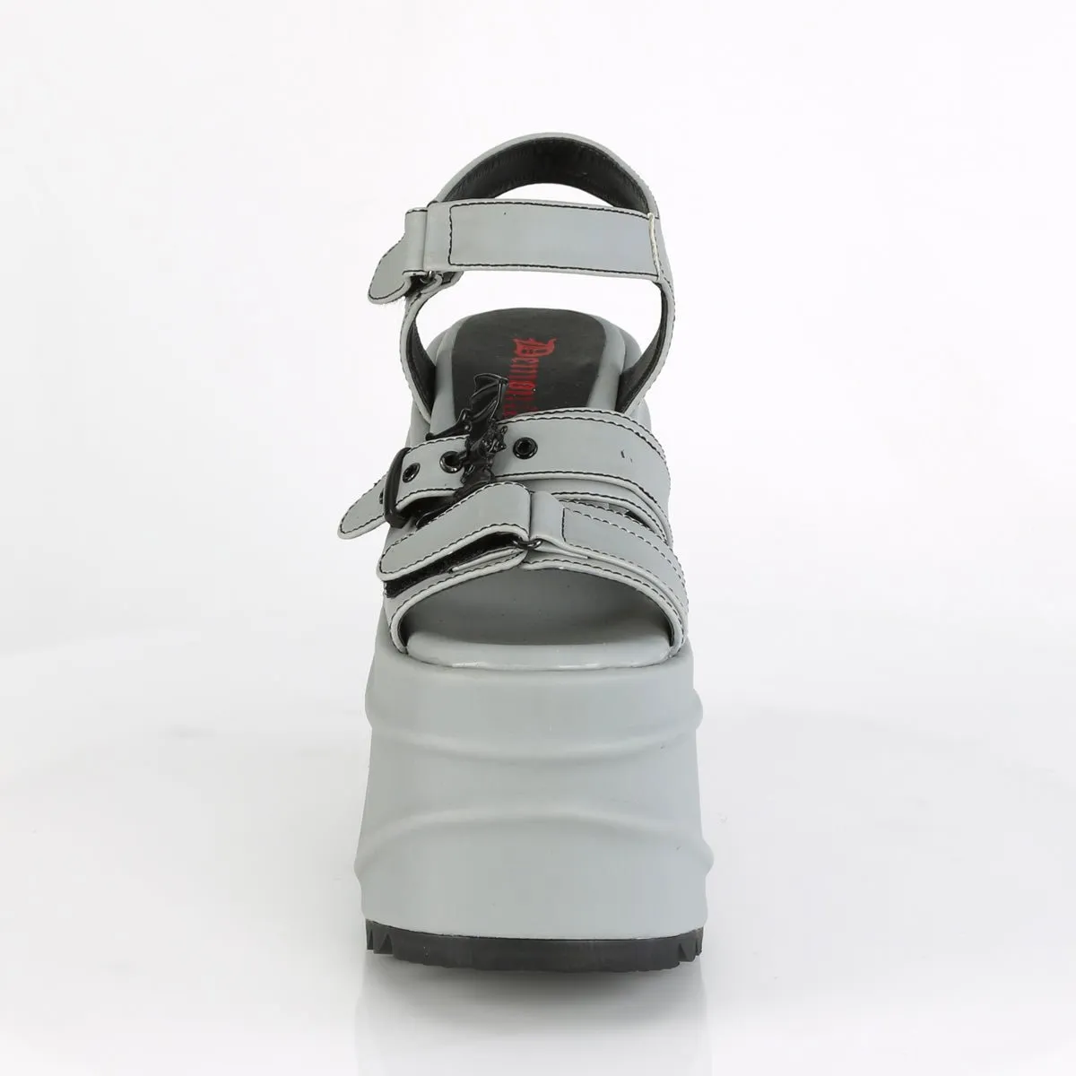 Demonia WAVE-13 | Grey Reflective Vegan Leather Sandals