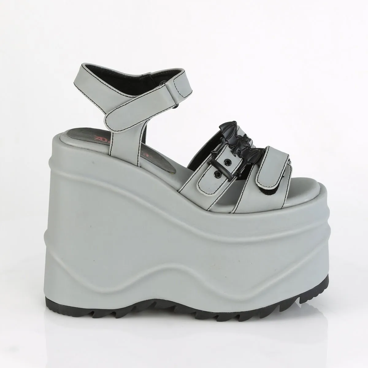 Demonia WAVE-13 | Grey Reflective Vegan Leather Sandals