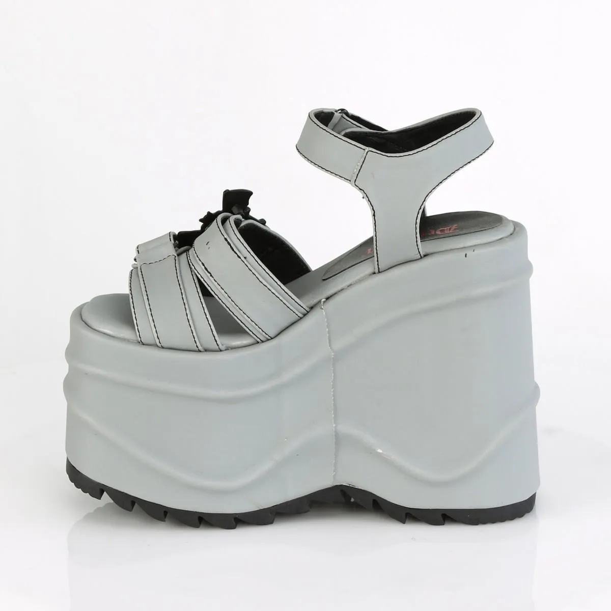 Demonia WAVE-13 | Grey Reflective Vegan Leather Sandals