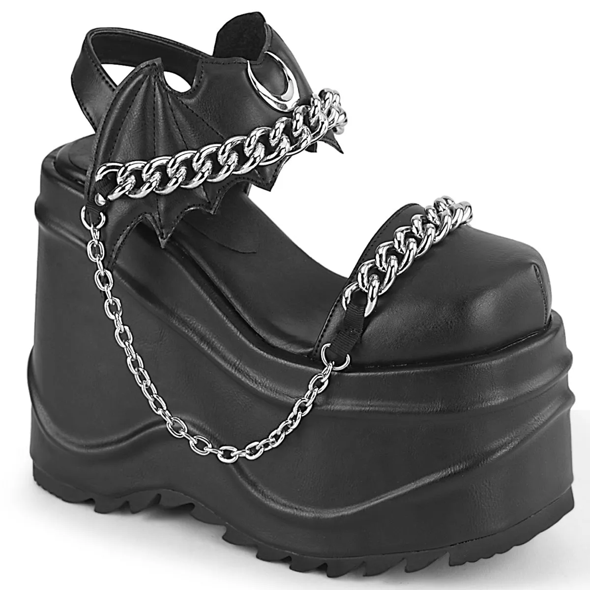 Demonia WAVE-20 | Black Vegan Leather Sandals