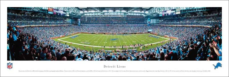 Detroit Lions Ford Field NFL Gameday Panoramic Poster - Blakeway Worldwide